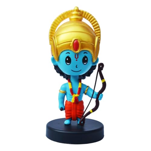 Image of Lord Shree Ram Idol for Car Dashboard Bobblehead, Home Decor Items for Living Room, Office Desk, Bow in Hand, Murti for Gifting, Statue for Good Luck, Superhero Action Figure