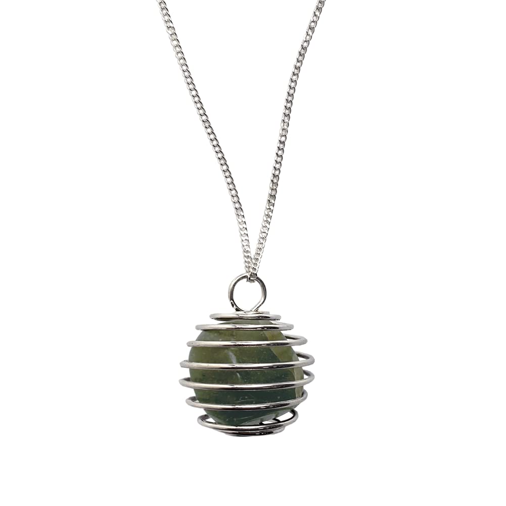 VIE Spiral Tumbled Pendant Necklace, Green Aventurine