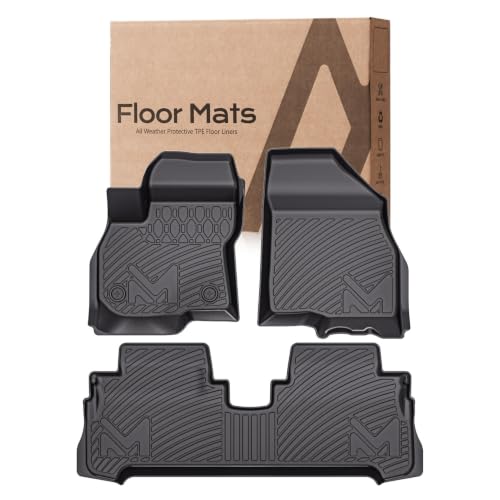 Image of TPE Automotive Floor Mats Custom for 2017-2023 Chevrolet Bolt EV (Not for EUV), All Weather Cover Protection Waterproof Black Floor Liner Front & Rear Row Full Set Car Mats, 3PCS