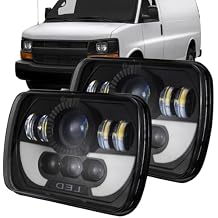 2PCS 130 W مستطيلة 5 x7/6 x7 بوصة المصباح، يصلح ل 1996-2017 تشيفي اكسبرس 1500/2500/3500، استبدال H6054 H5054 H6054LL 69822 6052 6053،800% مشرق عالية منخفضة شعاع،IP68،DOT