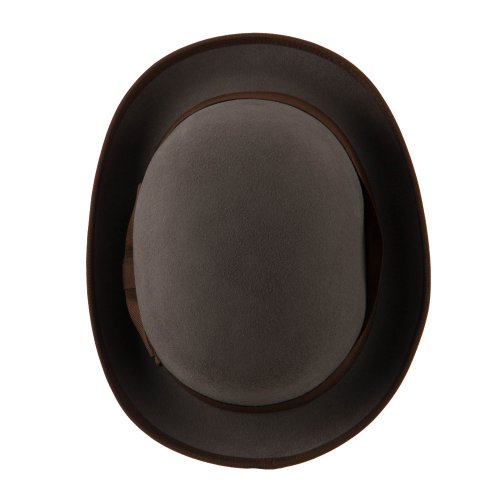 Jeanne Simmons Men\'s Felt Bowler Hat with Ribbon Trim - Grey Chocolate XL