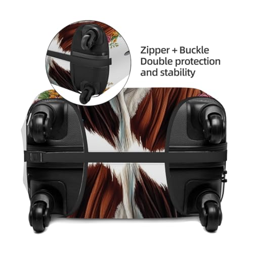 Flower Cow Head Stretchable Luggage Covers for Suitcase TSA Approved, Dust Proof and Scratch Resistant Travel Luggage Protector for Carry On (22-24 in)3