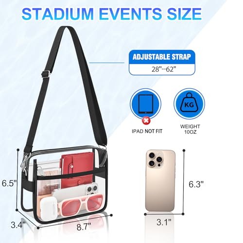 Image of Busiuw Clear Bag Stadium Approved for Stadium Events Small Mini Women Sports Fan handbags& Purse