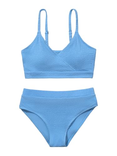 Image of Girl's 2 Piece Swimsuit Solid Spaghetti Strap Bikini Sets Beach Bathing Suit Swimwear for Teen Girls