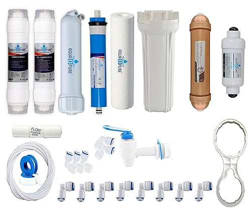 Image of AQUA D PURE Complete Copper RO Water Purifier Filter Service kit with 80 GPD Dry RO Membrane, Pre Filter and All Accessories