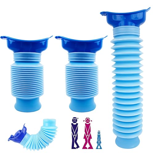 MOSTFUN 2 Piezas Urinario de Emergencia, 750 ml Urinario Portátil de Emergencia, Reutilizable Retráctil Unisex Orinal Urinario, para Camping, Coche, Viajes, Atascos y Colas, Azul