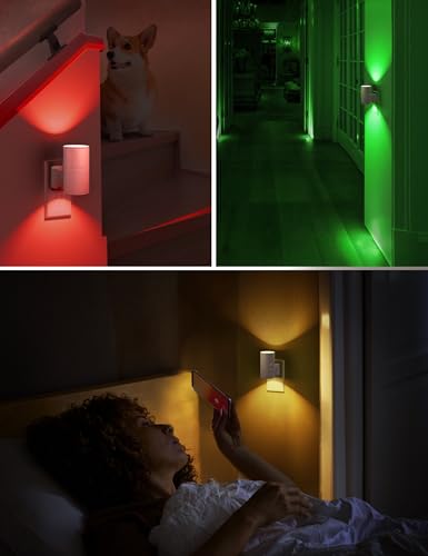 Image of L LOHAS LED Night Light, Night Lights Plug into Wall, Color Changing Nightlight RGB with Light Sensor, Home Decor for Gifts Holiday, Hallway Bedroom Kids Room, Christmas Halloween, 2 Pack