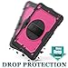 SEYMAC stock Case for iPad 9th/ 8th/ 7th Generation 10.2'', Shockproof with Screen Protector, Pencil Holder [360° Rotating Hand Strap] & Stand, for iPad 10.2 inch 2021-2019 (Rose+Black)