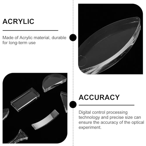 Image of iplusmile 6Pcs Optical Lens Kit for Physics Teaching - Includes Convex and Concave Lenses, Prisms, and Optical Accessories for Education and Experiments