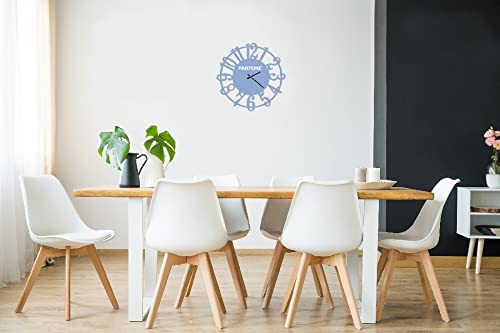 Pantone by Homemania Homemania Round Wall Decoration Clock for Living Room Kitchen, Office, Blue, White Metal - Image 3