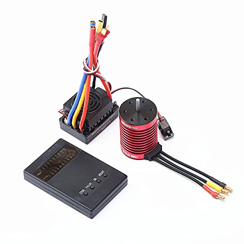 LIZHOUMIL F540 3000KV/3300KV/3900KV/4370KV Waterproof Brushless Motor+60A Brushless ESC+Programmer Card for 1/10 RC Car Redcat Electric Volcano Epx Pro Blackout Xte 4370KV