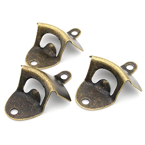3 PCs Vintage Antique Brass Finish Wall Mounted Beer Bottle Opener for Home Bars Hotels