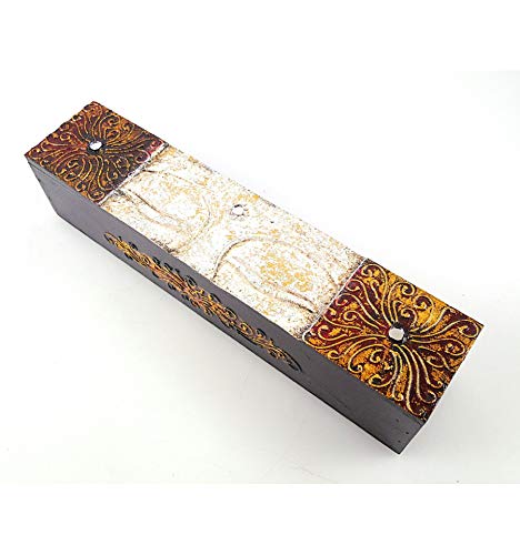 Artisanal Caja Hecha a Mano étnica de Madera para Joyas, té o Incienso.