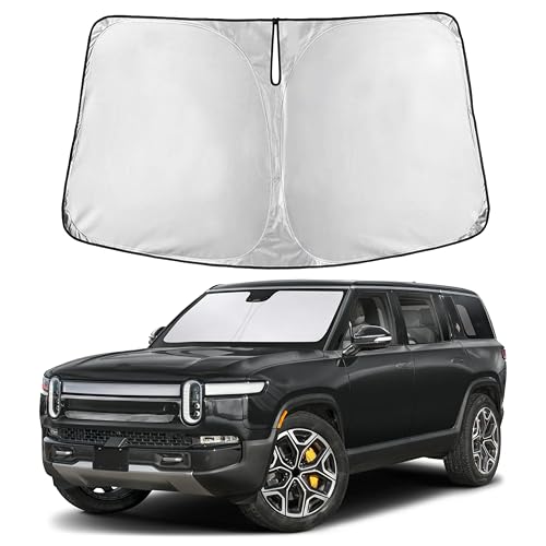 Image of Autovir Windshield Sun Shade Fit for 2022-2024 2025 2026 Rivian R1T R1S Sunshade, Front Car Window Shades Sun Visor, Blocks UV Rays & Heat, Car Accessories