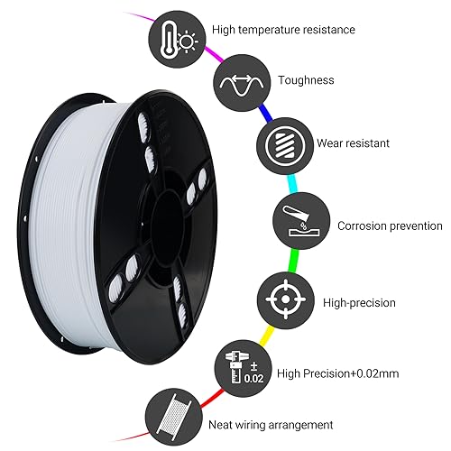 Image of Kingroon PA6 Nylon 3D Printer Filament 1.75mm, 1kg White Filament, High Strength Filament for Engineering Parts, Dimensional Accuracy + /- 0.03mm