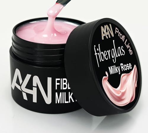 A4N AKTIVE4NAILS Fiberglas UV Gel Modellagegel mit Fiberglasstreifen extrem stabil 15ml (MILKY ROSÈ)