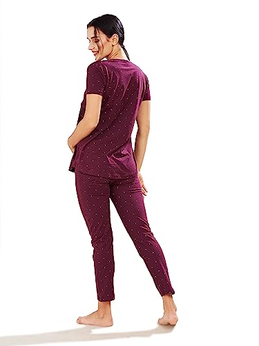 Image of Pastel Clip Women Cotton Star Printed Relaxed Maternity Night Suits for Women Feeding 7002-7003