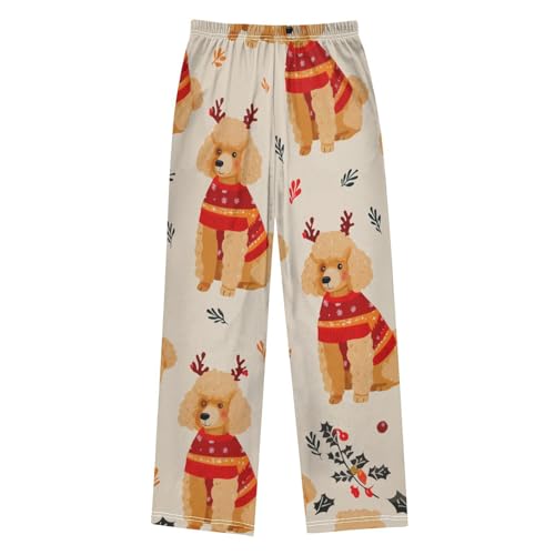 ZZXXB Poodle Spruce Branch Boys Long Pants Soft Trousers Elastic Waist Kids Lounge Bottoms with Pockets S-XL2