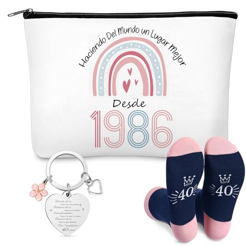 Jadive Presentes de aniversário para mulheres bolsa de maquilhagem porta-chaves e meias precisa de arco-íris bolsa de higiene cosméticos para mãe mãe amiga viagem avó colega enfermeira, arco-íris