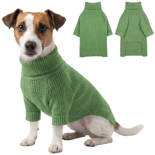 KONVINIT Hundepullover Kleine Hunde Winter Warmer Hund Pullover Weich Rollkragen Strickpullover für Welpen Hunde