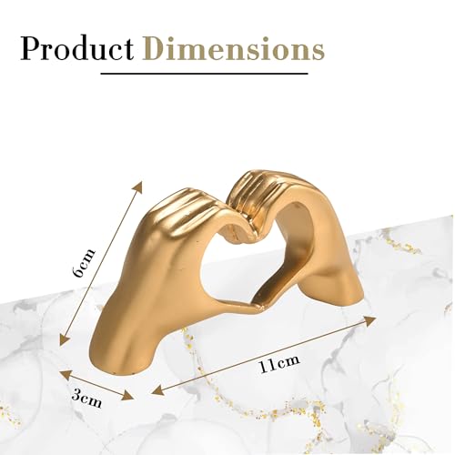 Image of Kuber Industries 4.5x2 Inch Heart Shape Hand Resin Showpiece for Home Decor | Romantic Couple Hand Statue for Office /Living Room /Table /Bookshelf /Desk | Golden