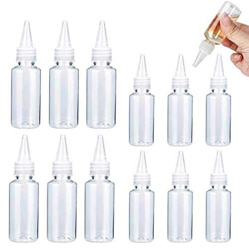YSYZM Botellas exprimidoras pequeñas para rellenar, 12 unidades, vacías, juego de botellas de plástico con punta, multiusos, para líquidos, aceite, salsa, pintura, loción (30 ml, 60 ml)