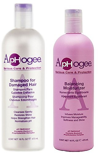 Aphogee Serious Hair Care Double Bundle (Shampoo for Damaged Hair 16 oz and Balancing Moisturizer 16 oz) Includes 1 free eye pencil