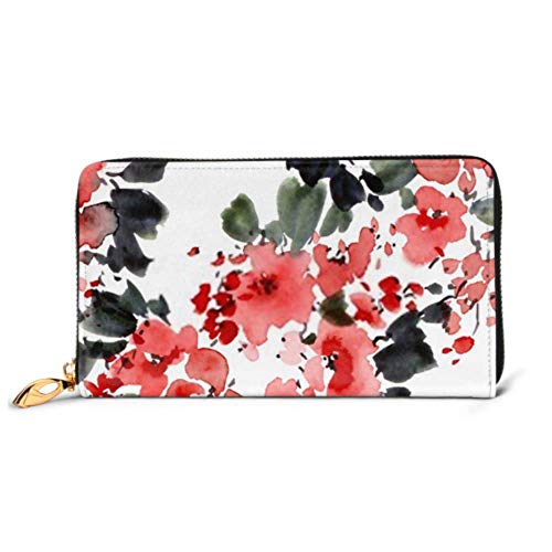 Preisvergleich Produktbild JHGFG Mode Handtasche Reißverschluss Brieftasche Aquarell Tinte Illustration Sakura Baum Blumen Telefon Clutch Geldbörse Abend Clutch Blocking Leder Brieftasche Multi Card