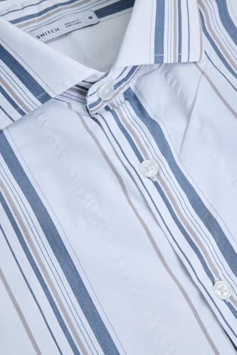 Image of SNITCH Men Casual Shirt | Regular Fit Full Sleeve Point Collar Striped Design | Premium Cotton Blend & Breathable Fabric for Office, Casual & Everyday Wear