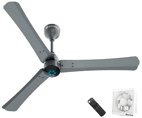 Image of atomberg Renesa+ 1200mm BLDC Motor 5 Star Rated Ceiling Fans for Home with Remote Control (Sand Grey) Efficio 200mm (sweep size) BLDC motor Energy Saving Exhaust Fan (White)
