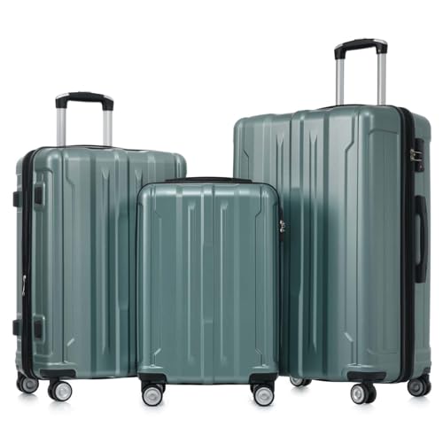 Altillo 3 Piece Luggage Set, PC+ABS Lightweight Suitcase Sets with Spinner Wheels, Hardshell Luggage Sets with TSA Lock (Light Green)
