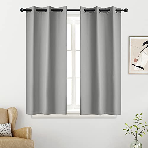 Gery - Cortinas cortas de 34 x 54 pulgadas, cortinas para oscurecer la habitación, tratamiento térmico para ventanas (gris claro, 34 x 54 pulgadas, 2 paneles)