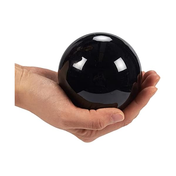 Hochwertige Schwarze Kristallkugel von Juvale - Mit Holzsockel - Ideal für Meditation, Feng Shui, zur Dekoration… – Bild 5