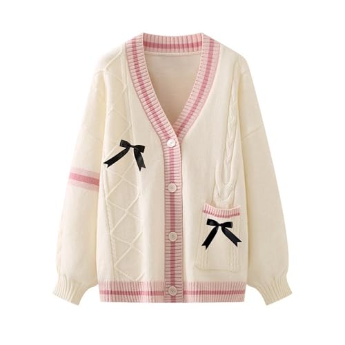 Xunger Women’s Kawaii Cardigan JK School Uniform Sweater Cute Long Sleeve Button Up Clothes with Pockets