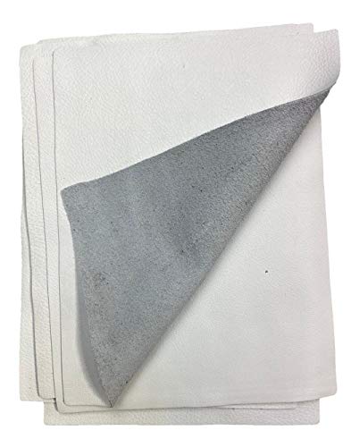 Natural Grain Cow Leather: 8.5'' X 11'' Pre Cut Leather Pieces (White, 1 Piece) #TOP1