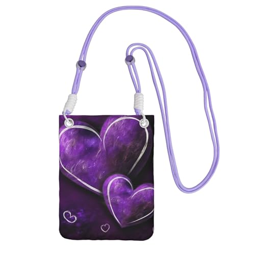 Pochette pour téléphone femme avec bandoulière noire et sac à main de voyage violet