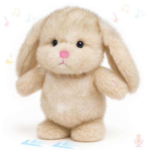 Easfan Talking Bunny Repeats What You Say Walking Singing Stuffed Animal Interactive Plush Toy Funny Animated Toy Speaking for Kids Toddlers Easter...