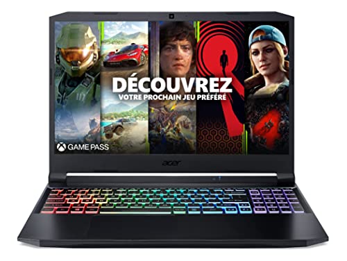 Acer Nitro 5 AN515-57-57D3 Intel Core i5-11400H Ordinateur Portable Gaming 15,6'' FHD IPS 144 Hz, PC Portable Gamer (NVIDIA GeForce RTX 3060, RAM 8 Go, 512Go SSD, Windows 11) - Clavier AZERTY, Noir