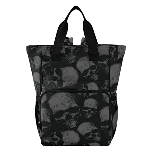 ZENWAWA Grey Skulls Diaper Backpack