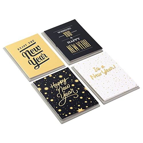 Hallmark Cartões sortidos de Ano Novo, Feliz Ano Novo (4 designs, 16 cartões e envelopes)
