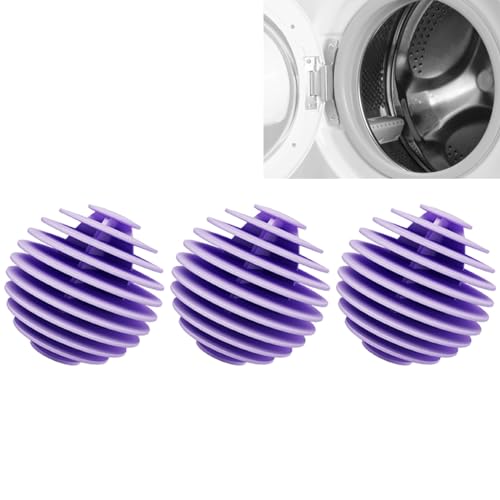 3個洗濯ボール ドライヤーボール 便利で実用的ランドリーボール 乾燥機 ボール適用コートセーター半袖長袖ズボンスカート靴下靴ジーンズ, パープル