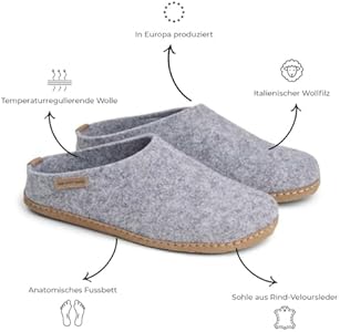 Pantoffelmann Walk vilten pantoffels met vilten zool antraciet I Comfortabele pantoffels dames & heren in maat 43 I Warme, ademende sloffen vilt I Pantoffels met vilten zool