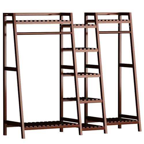 Portant à vêtements en bambou robuste structure de rangement haut de gamme