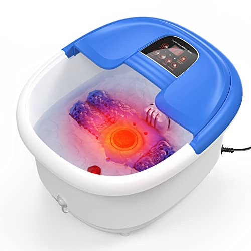 Pediluvio Idromassaggio Foot Spa Elettrico con Rulli Automatici, Pediluvio Piedi Idromassaggio Plantare, 3 Modalità, con Idromassaggio, Pietra Pomice,Scatola dei Medicinali e Luce Rossa,Taglia Max: 47