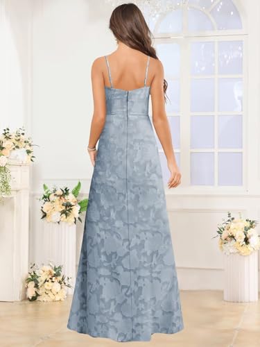 Chiffon Jacquard Bridesmaid Dresses for Women 2025 Spaghetti Straps Long Evening Party Dress with Slit4