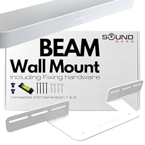 Sound Bass Soundbar Mount For Sonos Beam compatible with Generation 1 & 2 Sonos Beam Sound Bar Includes All Necessary Mounting Hardware, Mounts Bracket, White