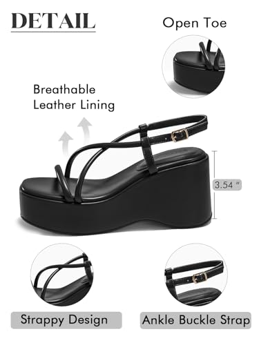 Coutgo Womens Platform Wedge Heels Sandals Slingback Open Toe Ankle Strap Summer Dress Shoes4