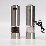Latent Epicure USB-C Electric Salt and Pepper Grinder Set (pack of 2) - Stainless Steel Salt & Pepper Mills with LED Light - Complimentary Mill...
