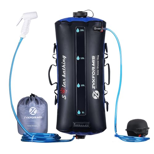 Douche de Camping Portable 20 L avec thermomètre et Pompe à Pied
