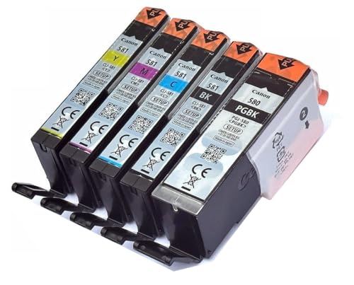 Canon Multipack de cartouches d'encre d'origine PGI-580BK/CLI-581 BK/C/M/Y (580 581), Pixma TR7550, TS8150, TR8550, TS8151, TS9150 et autres, cartouches...